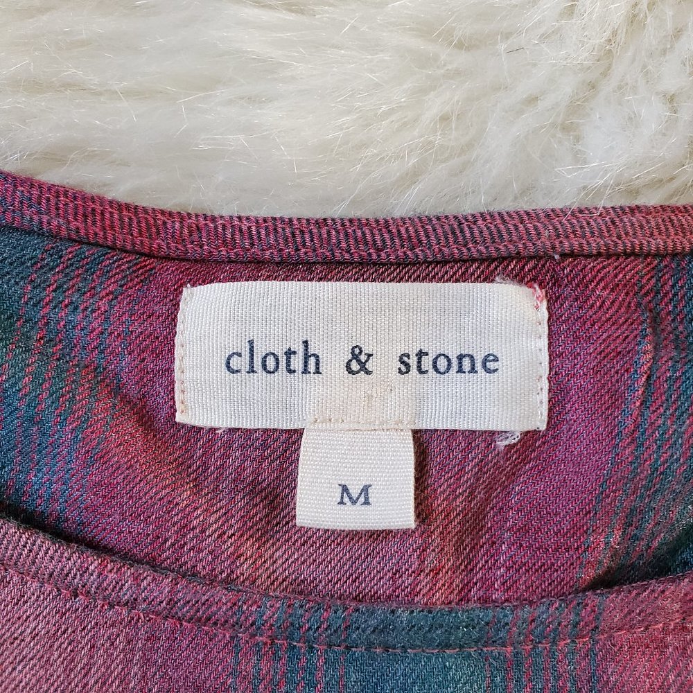 Anthro Cloth & Stone Plaid Top with Lace-Up Back M - Picture 10 of 14